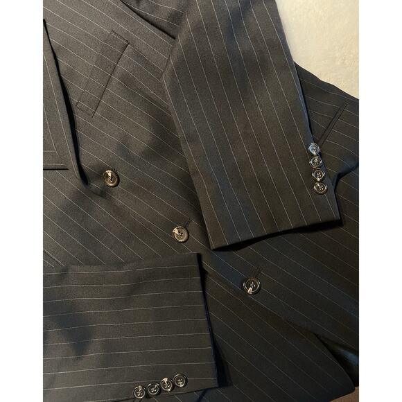 Chaps 38R 30x30 Navy Blue Dashed Banker's Stripe Suit Quality Classic Fit - Picture 8 of 16